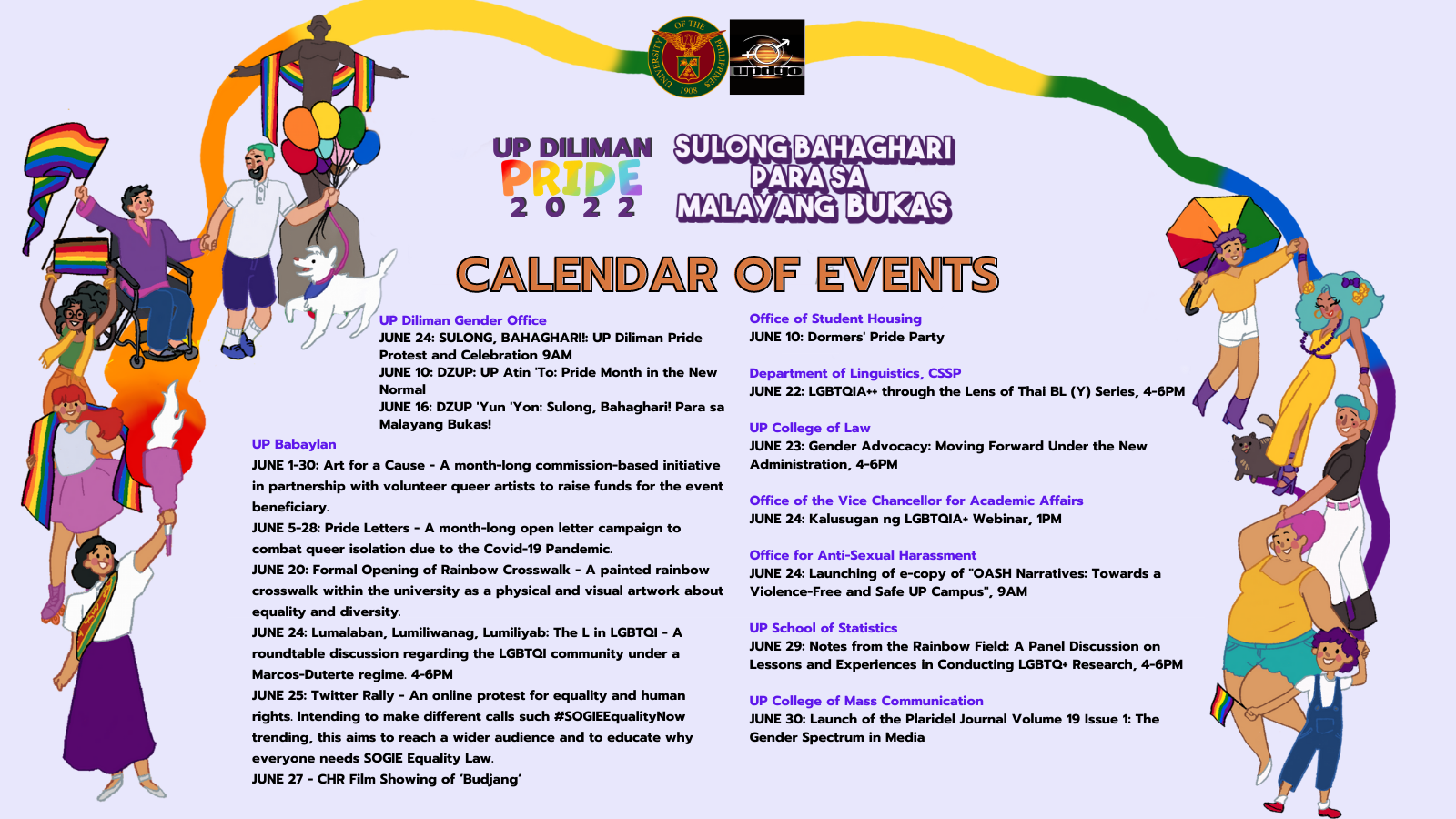 Sulong, Bahaghari! Calendar of Events